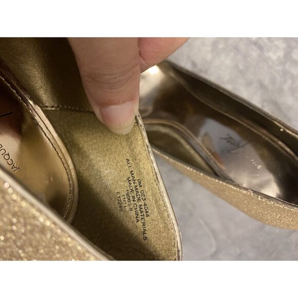 Jacqueline Ferrar women size 9M Gold sparkle open toe platform heel shoes - Picture 9 of 14